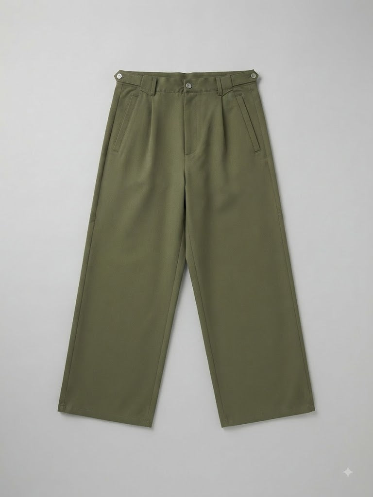Olive Green Korean Style Pants for women -Zekfitts